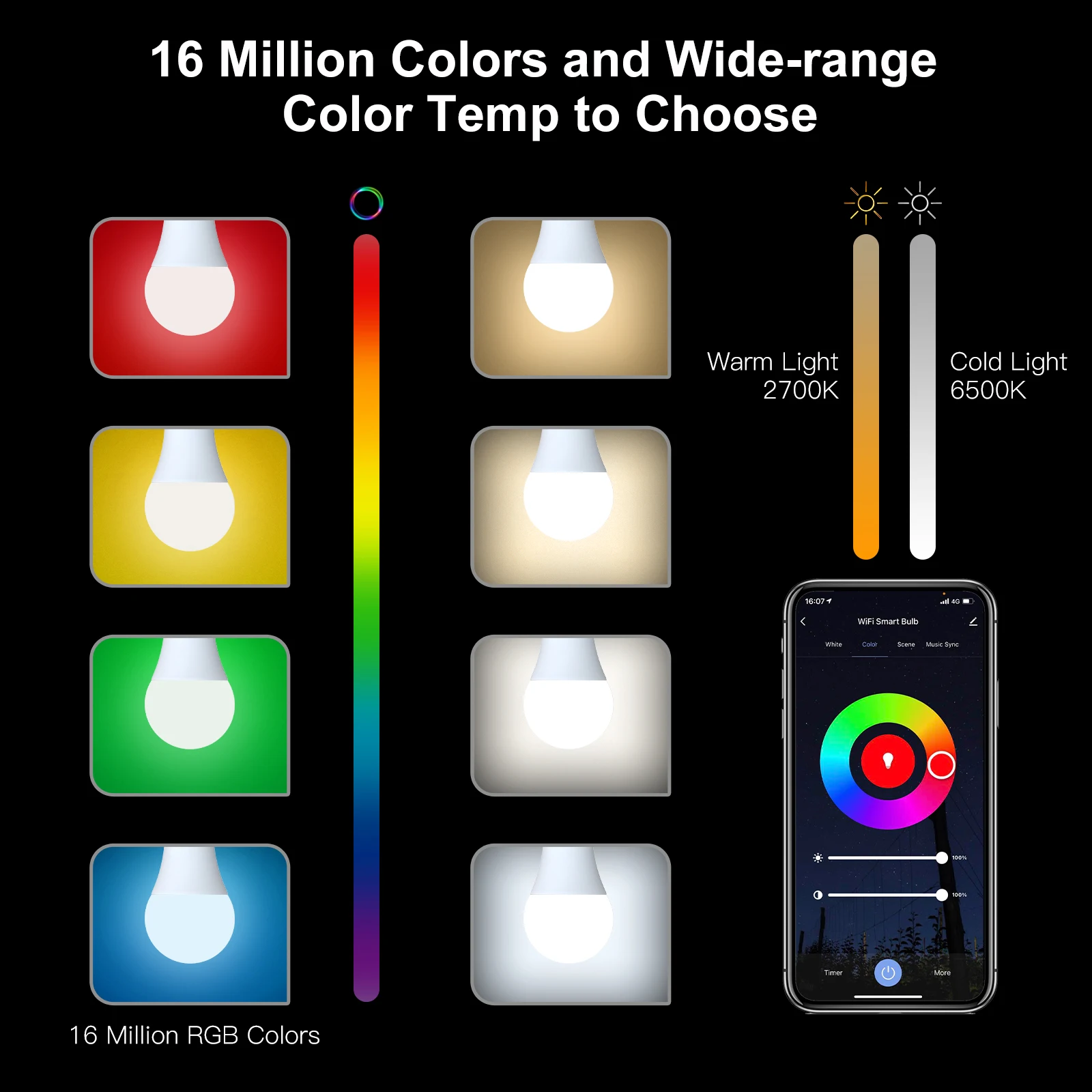 MOES WiFi/Zigbee Smart LED Light Bulb 14W RGB CCT Dimmable 16 Million Colors Voice Control Work with Alexa Google Home Tuya App
