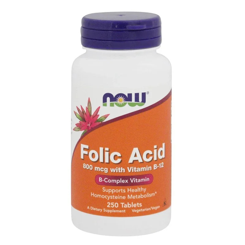 

Folic Acid 800 Mcg with Vitamin B-12 B-Complex Vitamin Supports Healthy Homocysteine Metabolism 250 Tablets