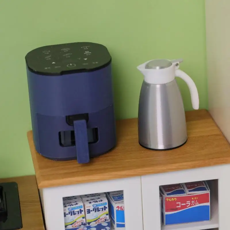 1 قطعة دمية مصغرة الهواء المقلاة محاكاة زجاجة ماء دافئ الأرز دلو عصارة الأجهزة دمية المطبخ حلية اكسسوارات