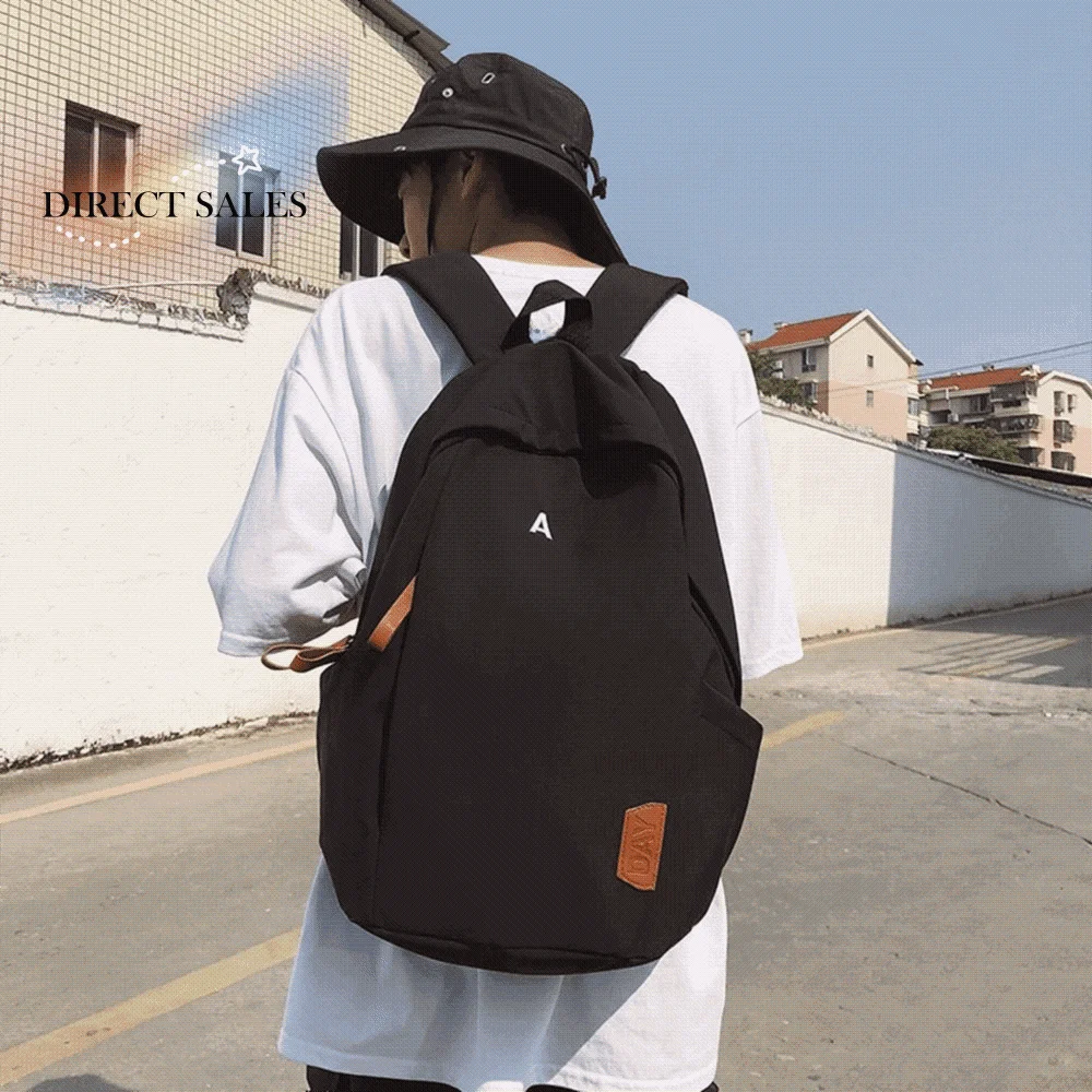 حقيبة ظهر جامعية من القماش متعددة الاستخدامات بلون سادة مقاومة للماء للسفر حقيبة كتف ذات سعة كبيرة للمشي لمسافات طويلة