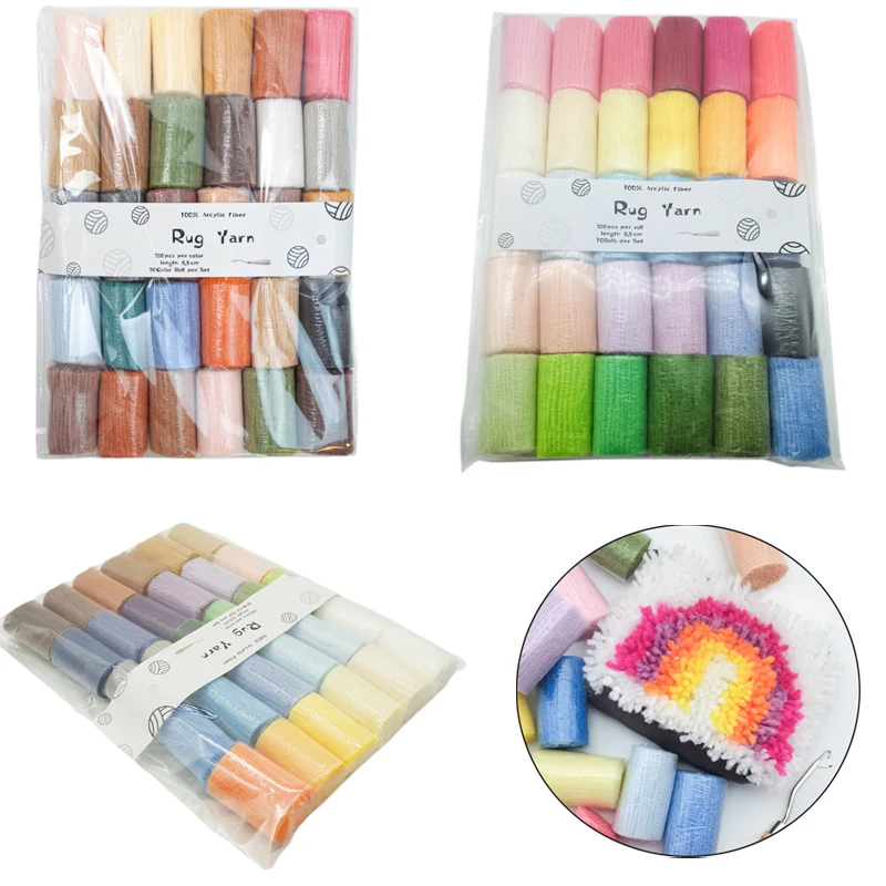 

30 Colors Latch Hook Yarn Precut Assorted Colors Wool Yarn Set Soft Crochet for Tapestry Knotted Rug Making Kits