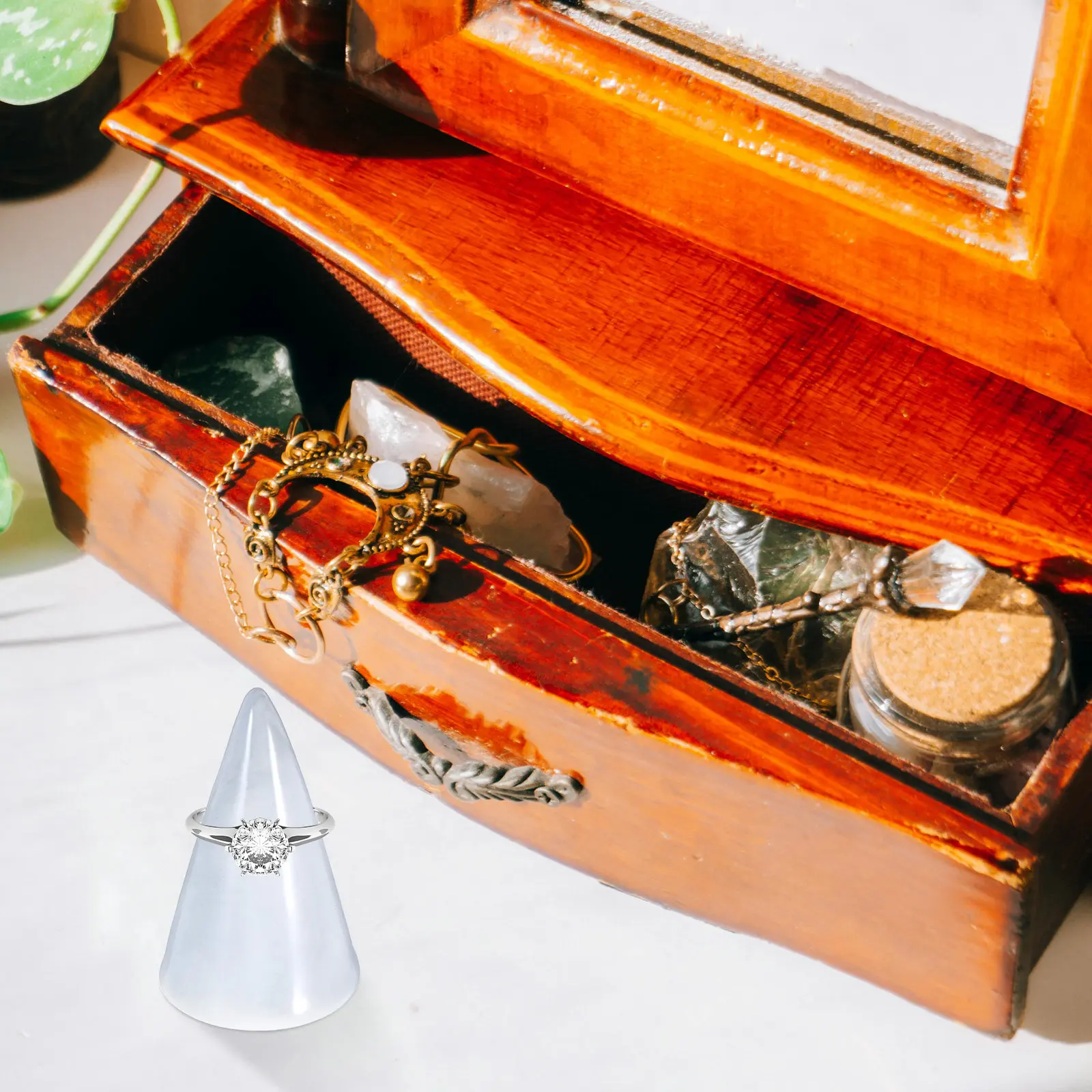 

Ceramic Ring Cone Stand for Jewelry Display and Storage Compact Ring Holder for Home Or Trade Show Use Cone Shape Rings Stand