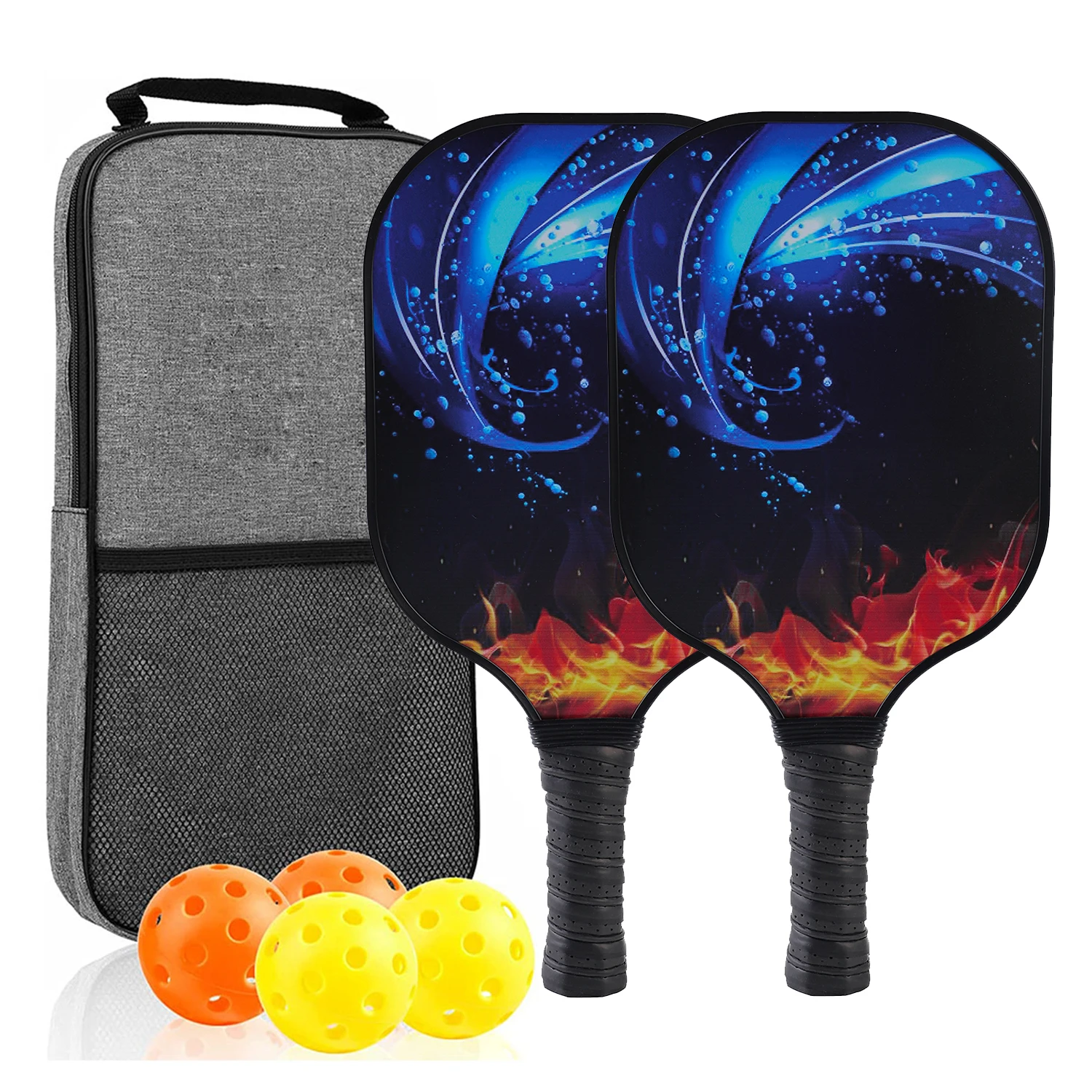 Pickleball Paddles Set of 2 USAPA Approved Carbon Fiber Core Anti-Slip Sweat-Absorbing Grip 4 Pickleball Portable Carry Bag