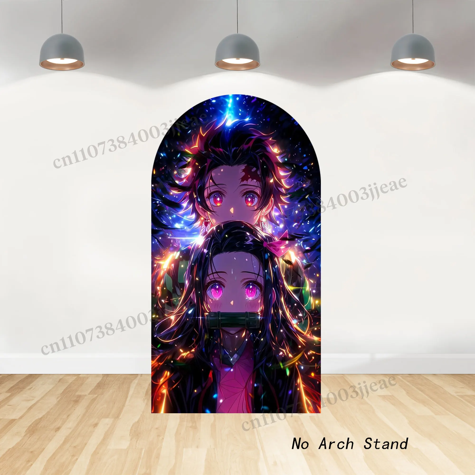 Demon Slayer Arch Backdrop Cover for Girls Boys Birthday Party Anime Photo Decor Baby Shower Photography Background Spandex Fabr