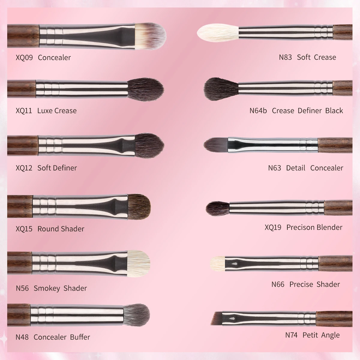 OVW 12pcs Eye Shadow Nature Hair Eyeliner Eyebrow Lip Cosmetic Beauty Makeup Brushes Tools