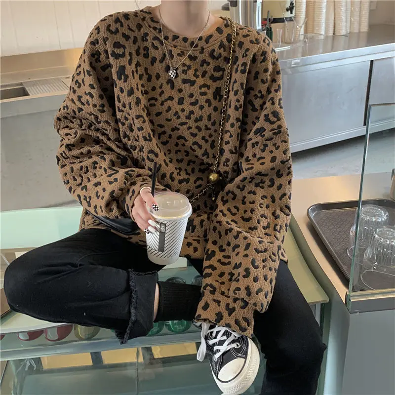 Sweatshirts Women M-3XL Autumn Chic Classy Female Retro Loose Fashion Leopard Harajuku BF Style Aesthetic Spring Clothing Casual