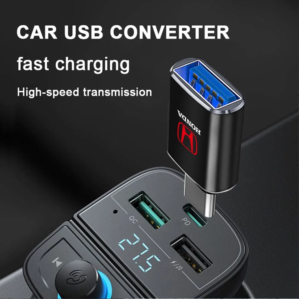 1Pcs USB To Type-C OTG Adapter USB Female Converter Phone Charger For Honda Mugen Power Accord Civic Vezel CRV Jazz City HRV view 2