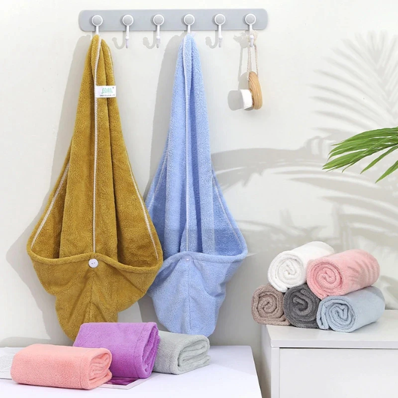 Toalla de baño de microfibra absorbente para mujer, baño de secado rápido, ducha más gruesa, gorro de pelo largo y rizado, toalla de cabello seco
