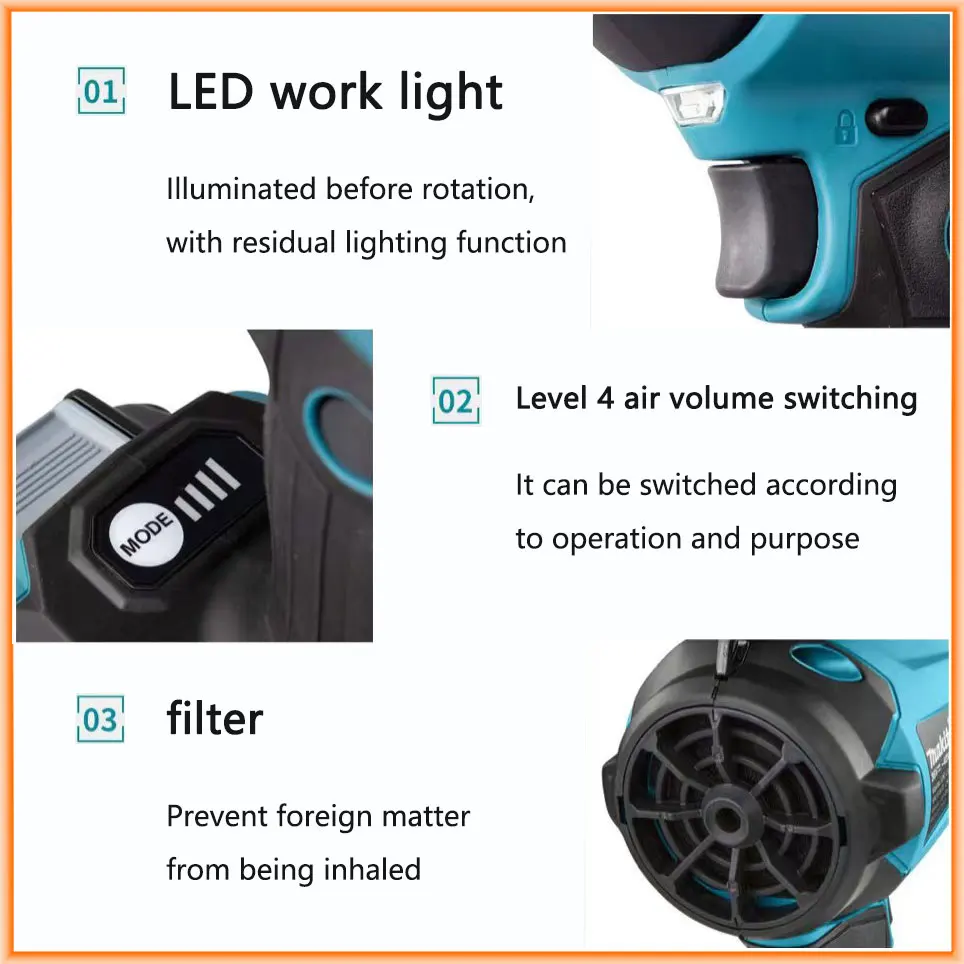 Makita AS001G 40V MAX Cordless Dust Blower  Brushless Rechargeable Narrow Space Cleaning Air Dust Blowing Inflator With Nozzles