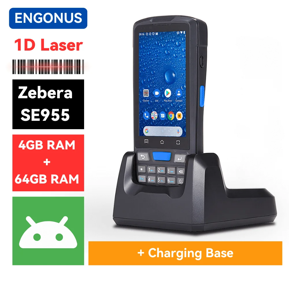 ENGÔNUS-Portable PDA Barcode Scanner, Mini Scanner, Laser Quick Scanner, Bandheld, Android, 1D e 2D, Novo, 2024