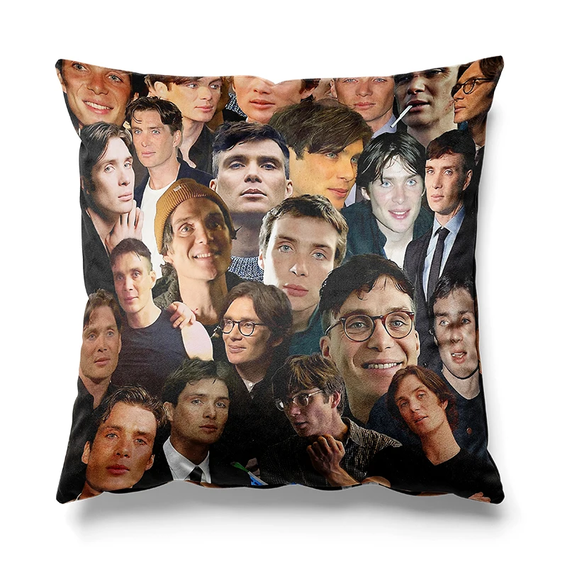 

Aertemisi 18'' x 18'' Cillian Murphy Photo Collage Square Throw Pillow Cushion Covers Cases Pillowcases for Sofa 45cm x 45cm