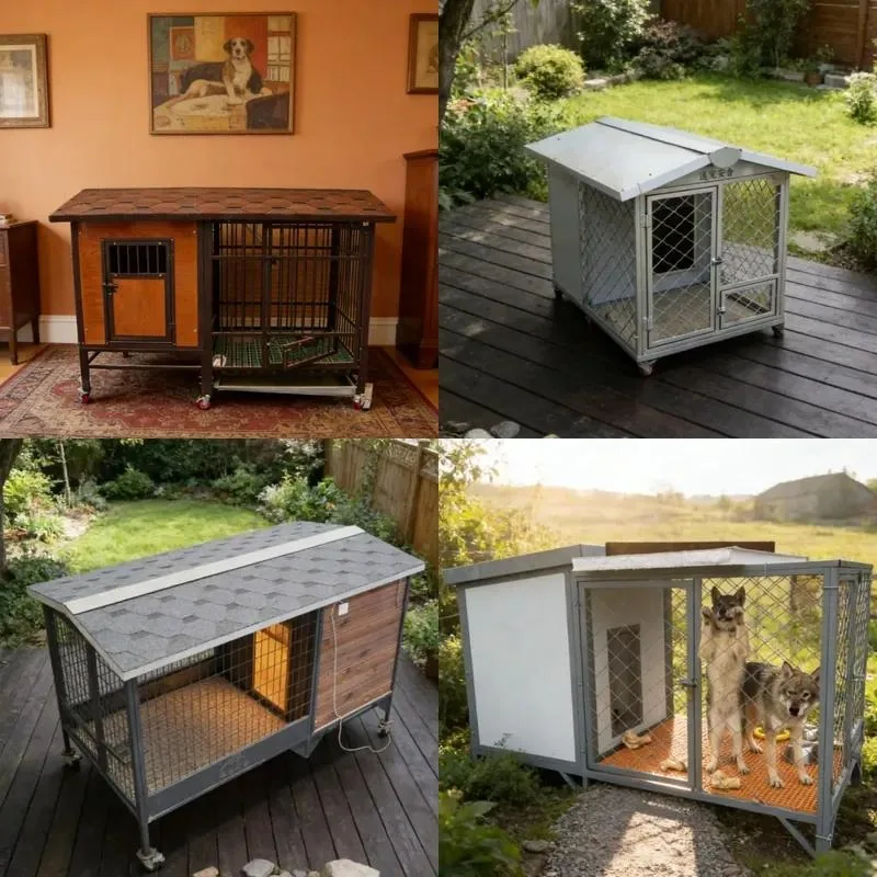 Modern Luxury Waterproof Pet House Wood Stainless Steel Foldable Rectangle Design Easy to Clean Suitable for All Seasons