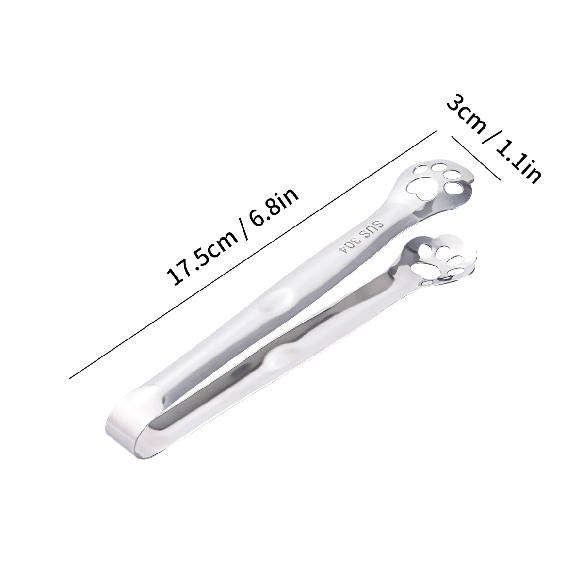 WORTHBUY Non-slip Cat Paw Shape Ice Tongs 304 Stainless Steel Kitchen Tongs BBQ Food Clip Cube Sugar Clamp Kitchen Gadgets