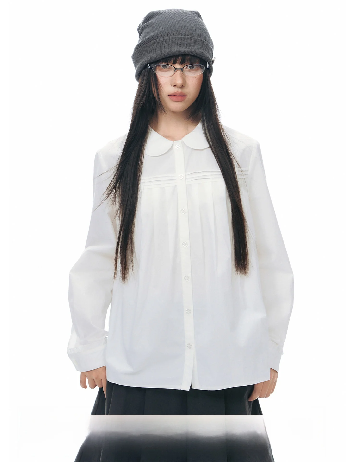 

Оригинальная хлопковая плиссированная блузка NAPSNAPS с воротником-стойкой для женщин, весенняя новинка, легкая, в азиатском стиле, свободного кроя, с длинными рукавами