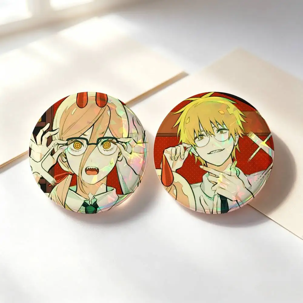 Power And Denji Badges Button Round Creative Pin Brooch Badge Bag Decor Accessories Fans Collect Friends Gifts