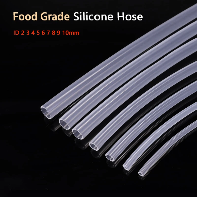 1/2M Food Grade Transparent Silicone Rubber Hose Soft ID 2 3 4 5 6 7 8 9 10mm Flexible Nontoxic Clear Water Connector Garden
