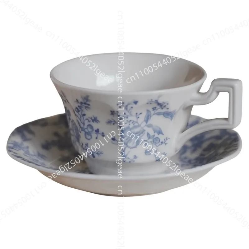 

Retro ceramic cup and saucer blue flower tea set underglaze coffee cup and saucer