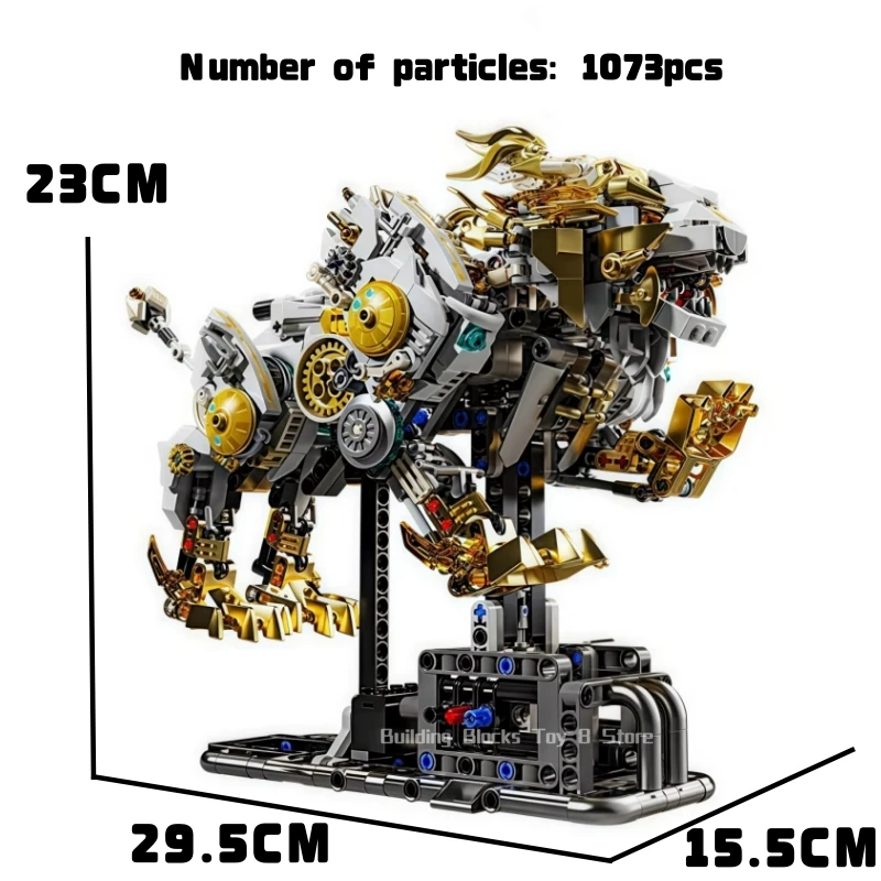 1073PCS Creativo Tecnico Meccanico Leone Building Blocks Mattoni STEM Modello Animale Giocattoli Educativi Set Kit per Il Regalo Del Capretto Per Adulti