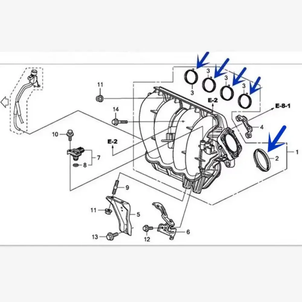 Intake Pipe Gasket for Honda Accord 2008 2009 2010 2011 2012 2013 CP2 2.4 Intake Manifold Gasket Intake Branch Pipe Gasket 5pcs