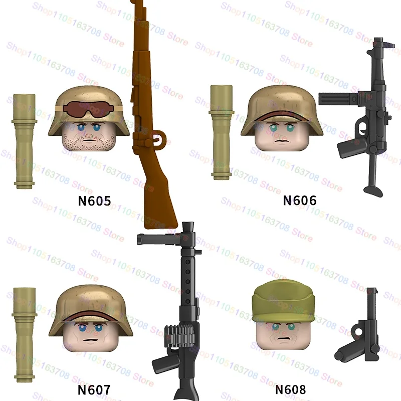 Militar áfrica soldados cavaleiros infantaria guerreiros blocos de construção coletar brinquedos modelo bonecas acessórios presentes N601-608