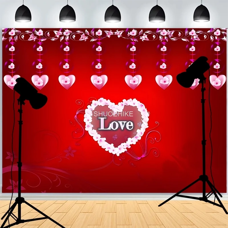 

Romantic Valentine's Day Photography Backdrops Prop Rose Flowers Sweet Heart Cupid Party Photo Studio Background TV-03