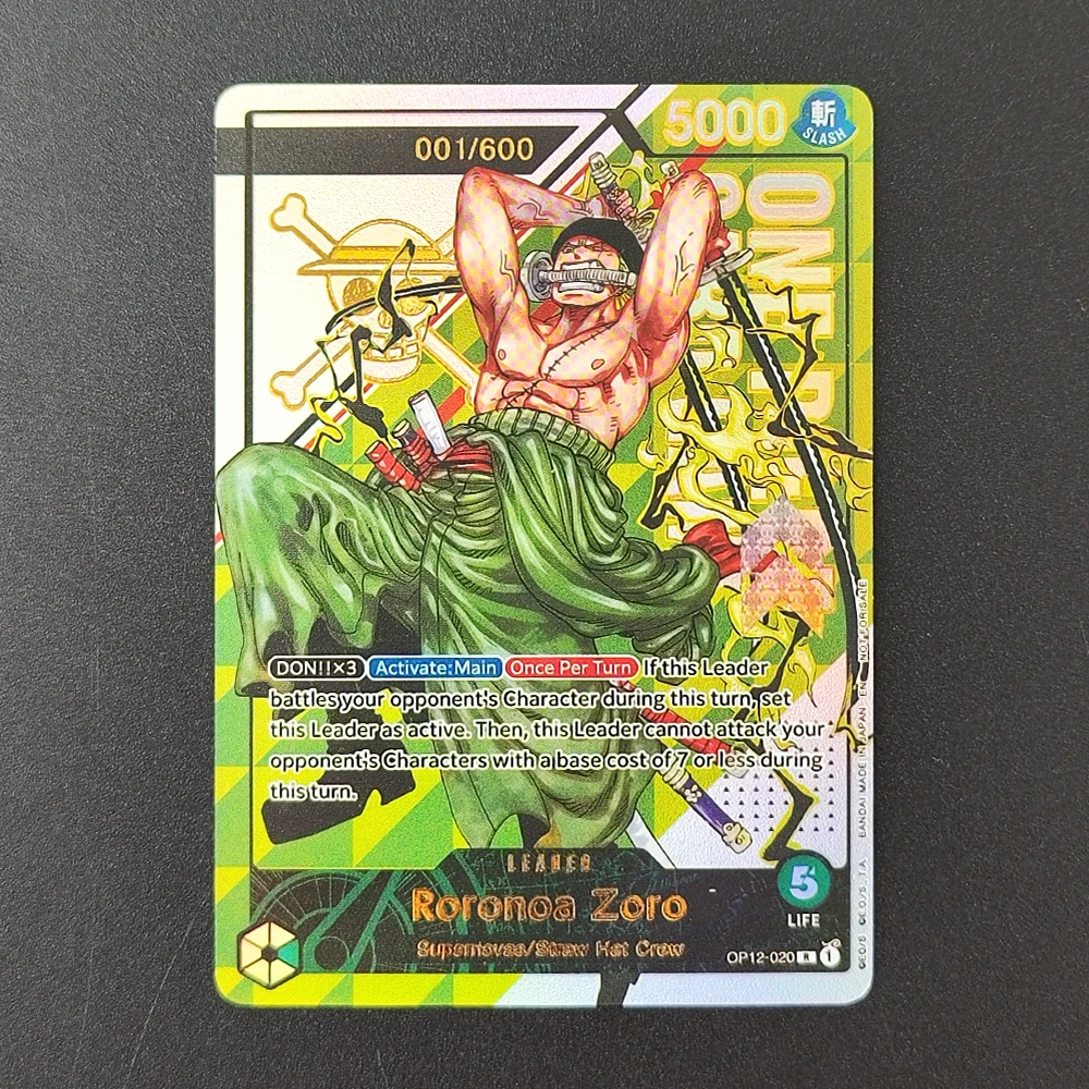 

Коллекционная карта One Piece TCG OPCG на английском языке: Ророноа Зоро 001/600 OP12-020, текстурированная, с тиснением, аниме-карточка, игрушка