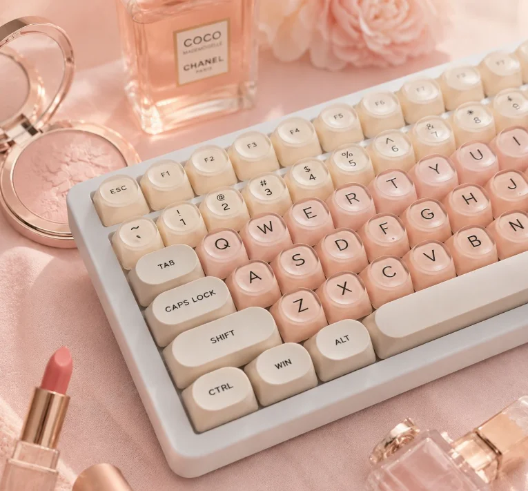 128 Keys Cute Natural Foundation Matte Keycaps HOA Profile for Cross & Magnetic Switches