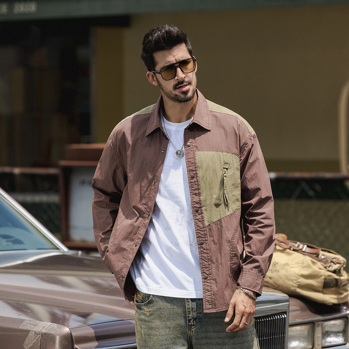 

Весенне-осенняя новая модная мужская высококачественная рабочая одежда с длинными рукавами, свободная повседневная куртка