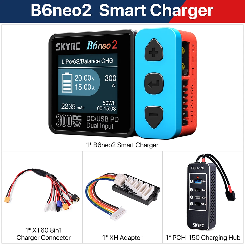 NEUES SKYRC B6neo 2 Smart Charger Multifunktions-Smart-Ladegerät DC 300 W PD 80 W LiPo/LiFe/Lilon/LiHV/NiMH/NiCd/Pb-Ladegerät