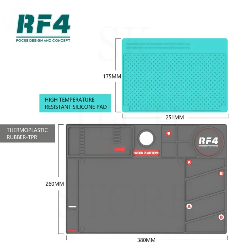

RF4 цветной антистатический коврик, термостойкий силиконовый рабочий коврик для паяльной станции, Настольная платформа для ремонта сварочных работ BGA