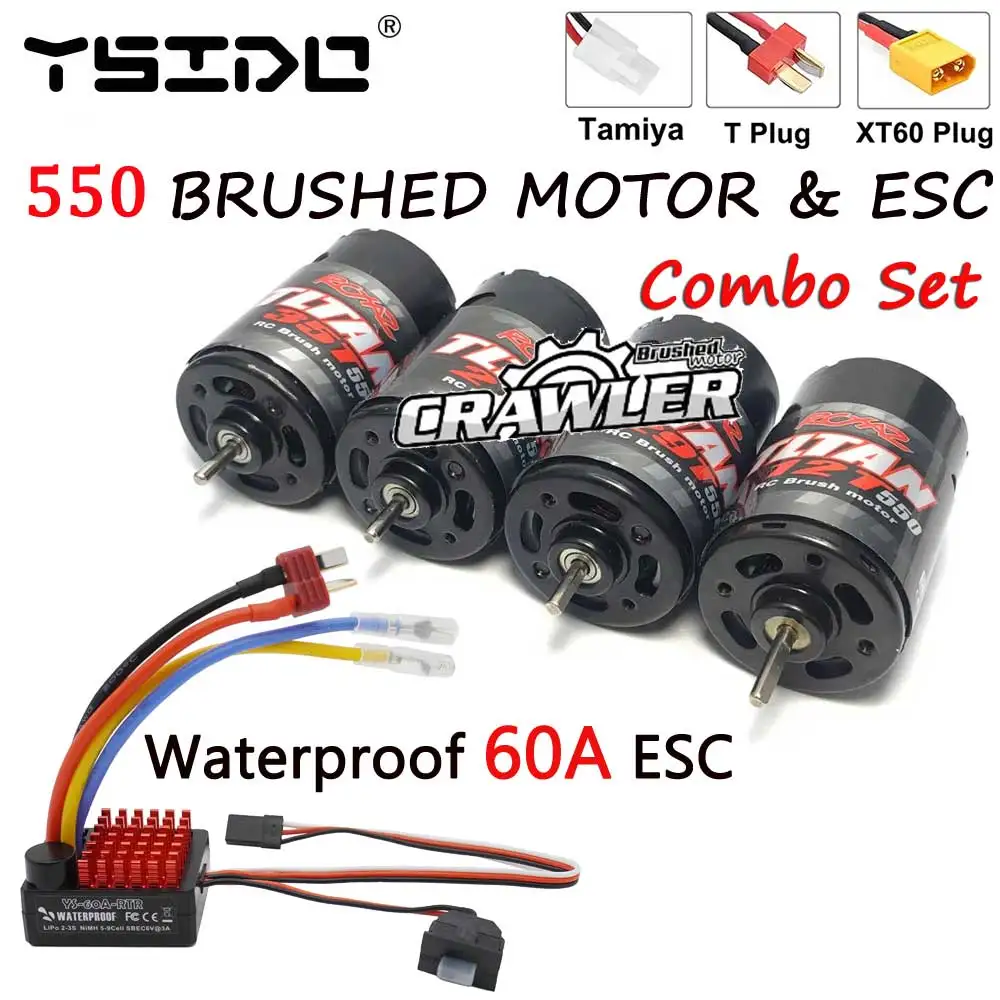 YSIDO 550 Combo Brushed Motor 60A ESC for 1:10 RC Crawler Axial SCX10 AXI03007 JL 90046 Traxxas TRX4 TRX6 RC Car Boat Parts