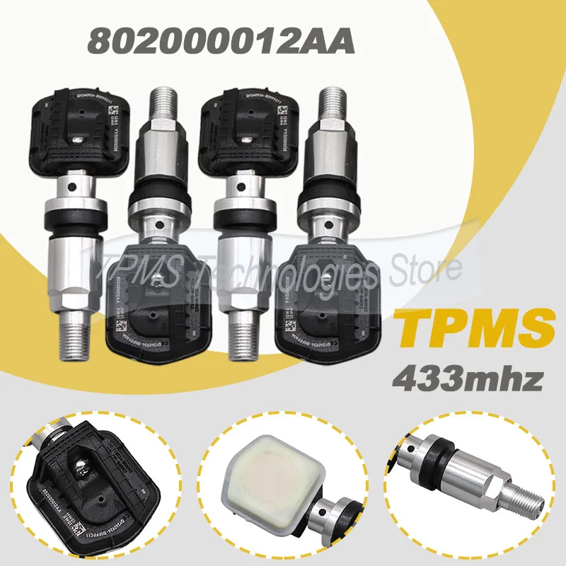 

4PCS 433MHZ 802000012AA TPMS Tire Pressure Sensor For Chery Tiggo 3