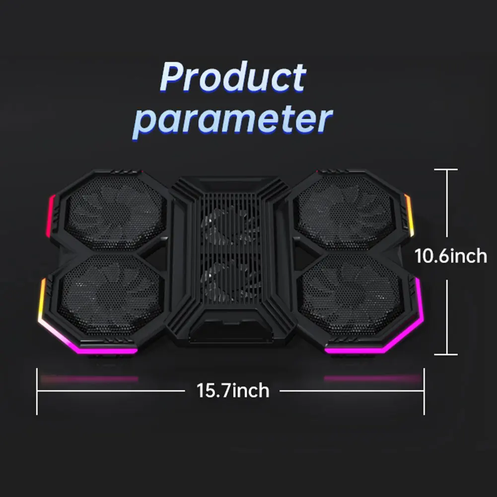 Air Cooler Notebook Stand Holder 2 USB Ports External Cooler with 6 Quiet Fans Height Adjustable for 12-21 Inch Gaming Notebooks