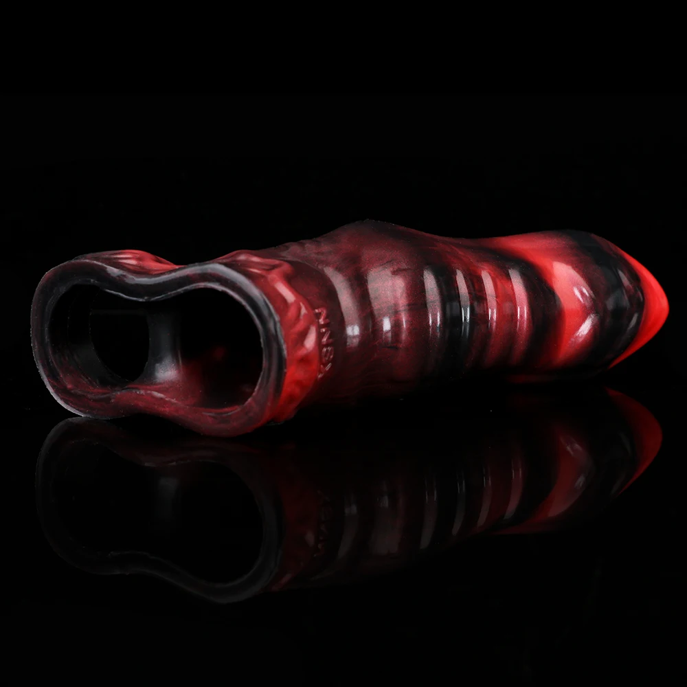 FAAK クローズドヘッドペニススリーブ サイズM L XL ラージ シリコン製 ファンタジー 馬 犬 結び目入り 中空ディルド 陰茎拡大セックストイ 男性用