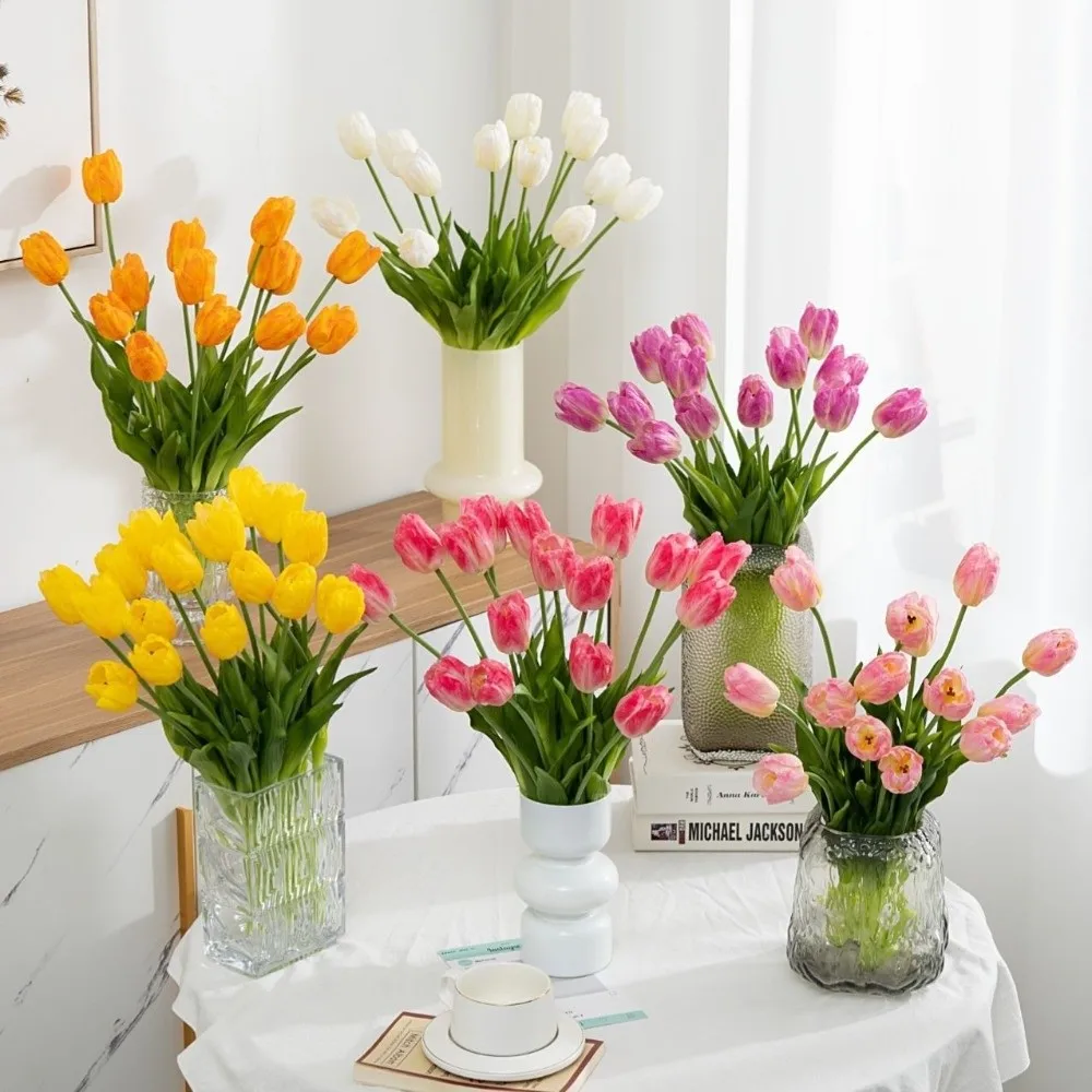 

High-End Realistic Tulip Simulation Flower Hand-Held Design Parrot Tulip Faux Tulip Flower Flower Arrangement Lifelike Tulip