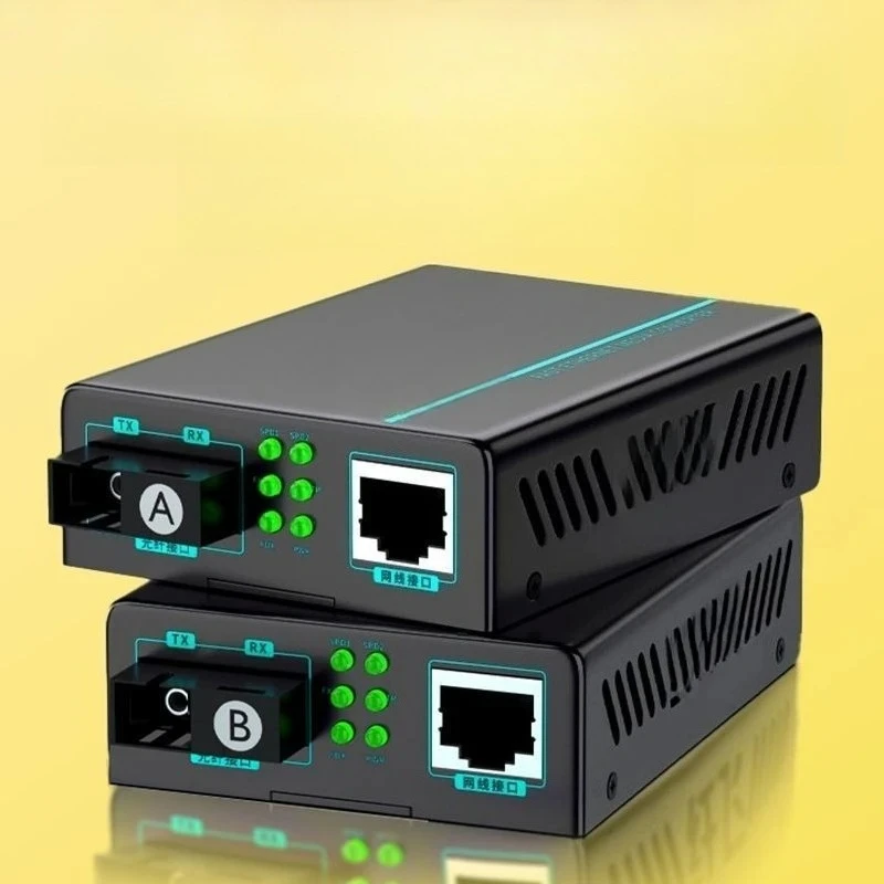 

A pair of fiber optic transceivers