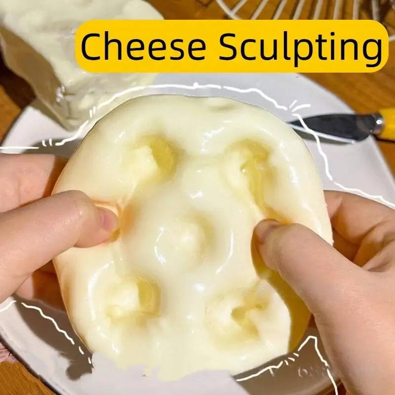 1Pcs Large Moldable Squeeze Ball Giant Cheese Cube Stress Ball Non Rebound ASMR Sensory Christmas Stress Relief Gift