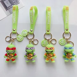 Anime Teenage Mutant Ninja Turtles Keychain Cartoon Cute Toys Model Silicone Pendant Keyring Kawaii Jewelry Ornament Xmas Gift