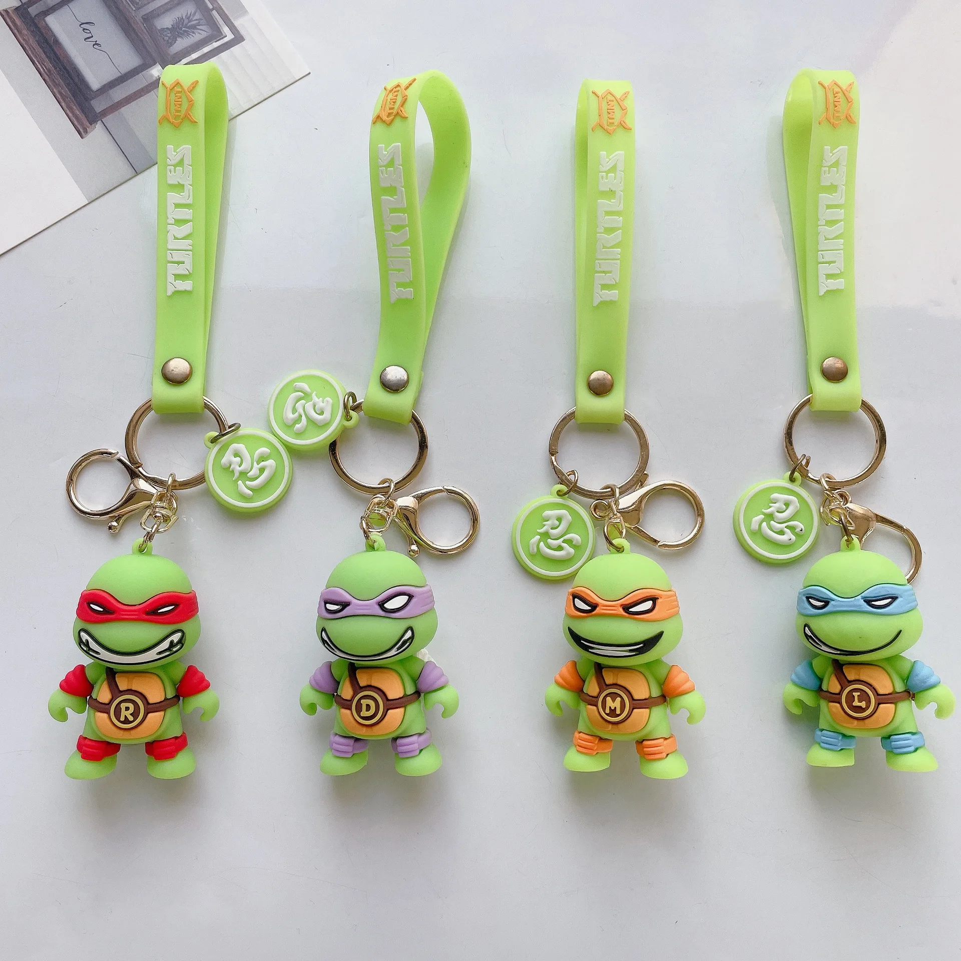 Anime Teenage Mutant Ninja Turtles Keychain Cartoon Cute Toys Model Silicone Pendant Keyring Kawaii Jewelry Ornament Xmas Gift