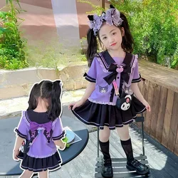 Miniso Kuromi Children's CosPlay Academy Style Pleated Skirt Girl Kawaii Princess Clothes Children's JK Uniform Birthday Gifts