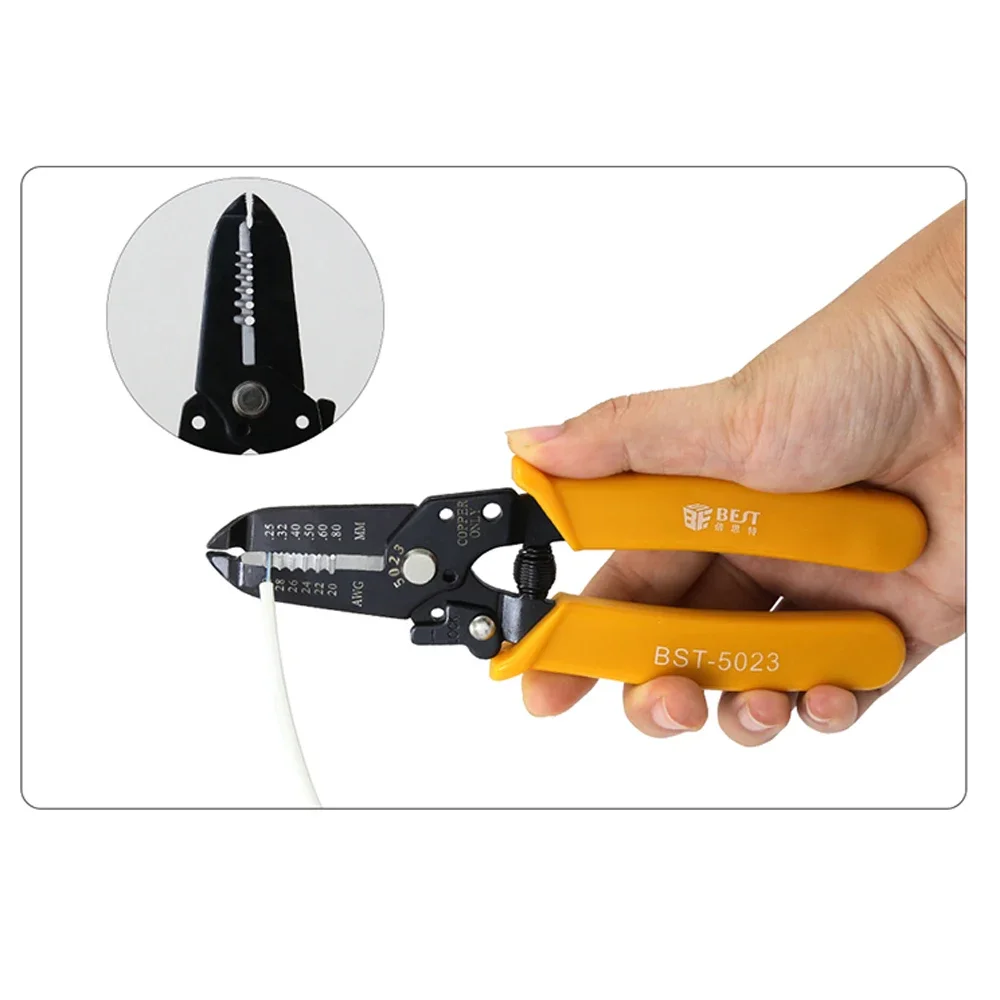 BST-5023 Multi-Functional Precision Fiber Cable Wire Stripper 20-30 AWG Copper Cable Hardened Steel Wire Stripper Plier Tools