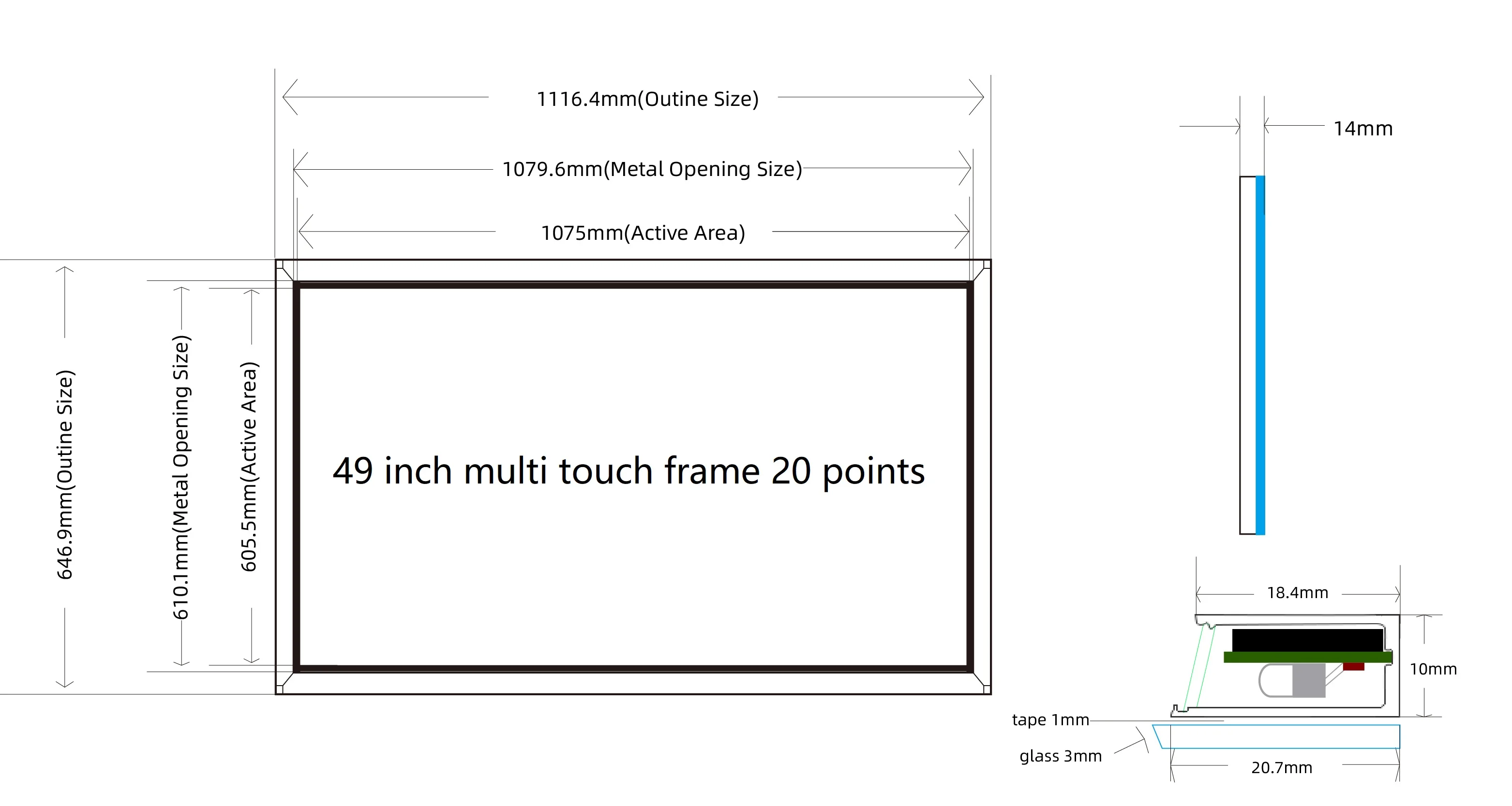 Imagem -02 - Polegadas Touch Frame Infravermelho 20 Pontos Multi-touch Venda Direta da Fábrica 49