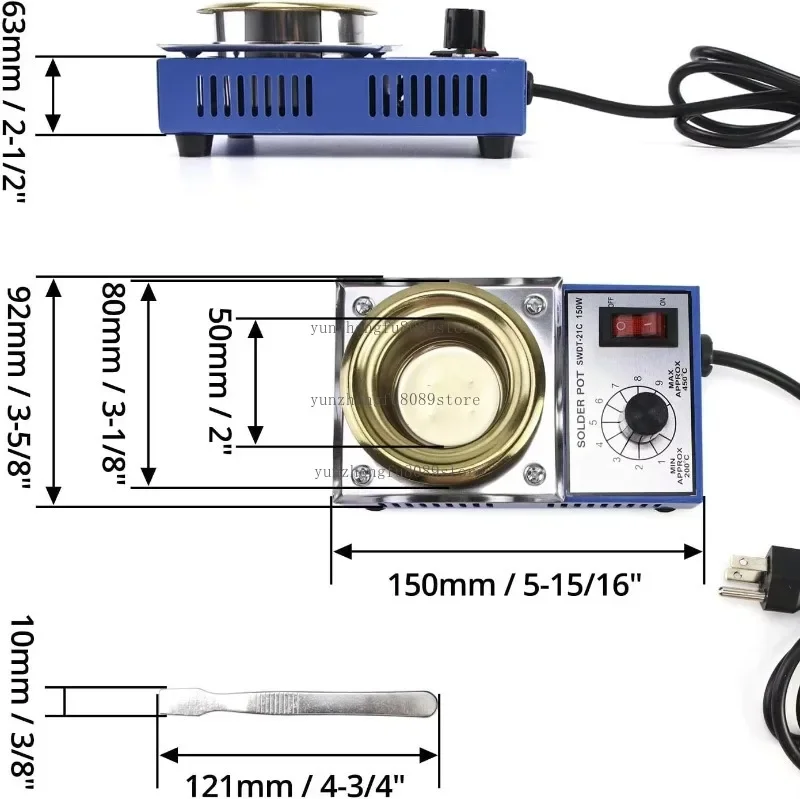 300W/100W Titanium Alloy Solder Pot, Temperature-Controlled Tin Melting Furnace, Desoldering Bath Tool for Electronic Repair