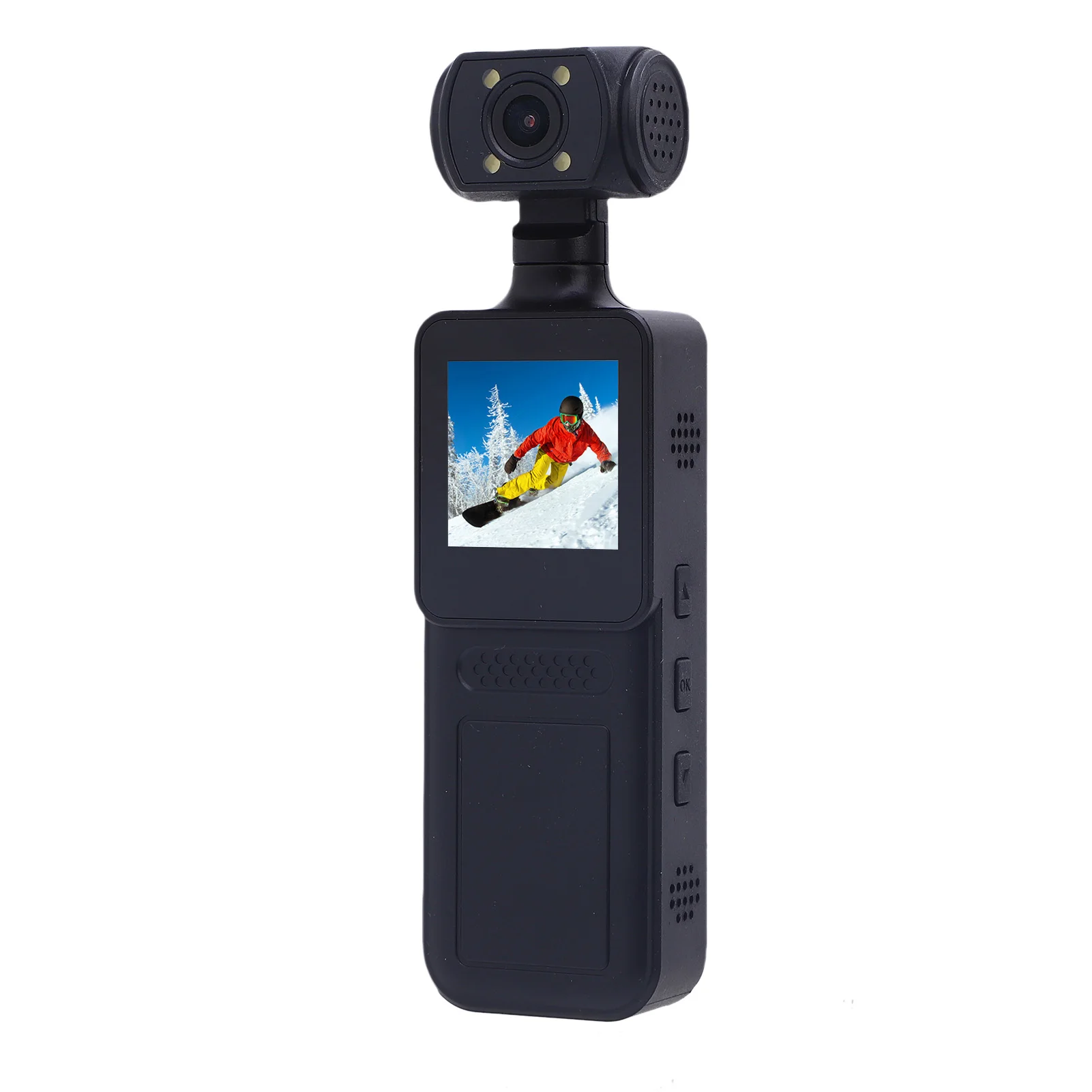 Protable 4K HD WiFi Action Camera 180 Degree Rotating Lens Handheld Camera with LED Light APP for Outdoor Sports Travel Vlogging