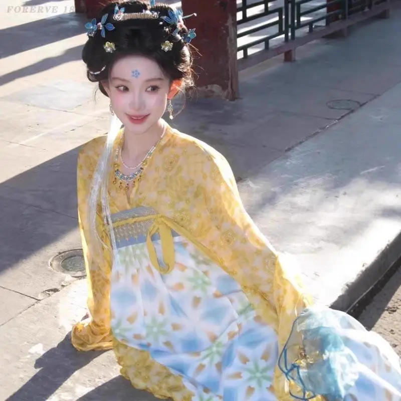 Women's Tang Dynasty Hanfu Set Traditional Vintage Chinese Ancient Clothing Halloween Cosplay Costume Fairy Princess Style Dress