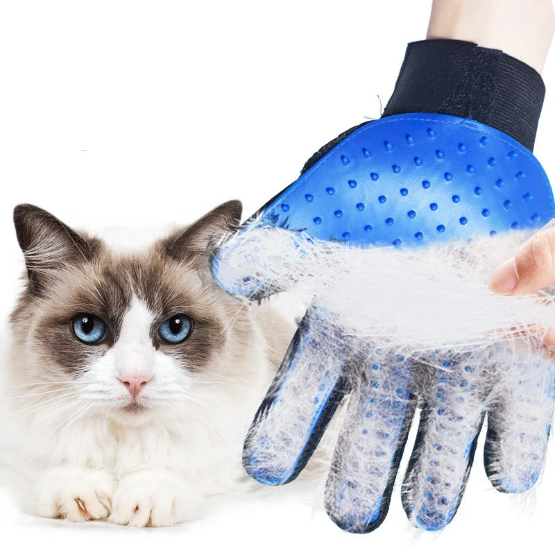1pc Pet Grooming Glove Soft Bristle Brush Hair Removal Massage Comb Ideal for Cat Bath & Daily Grooming