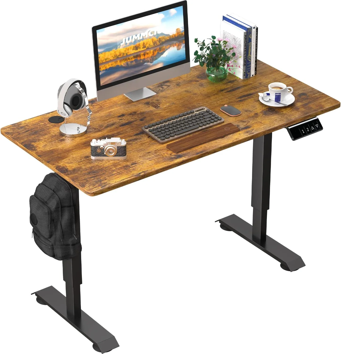 Sit and Stand Desk Electric 28 to 46 Inch Height Adjustable Desk Office Computer Table Max Desktop 20x40 Inch with Memory Motor