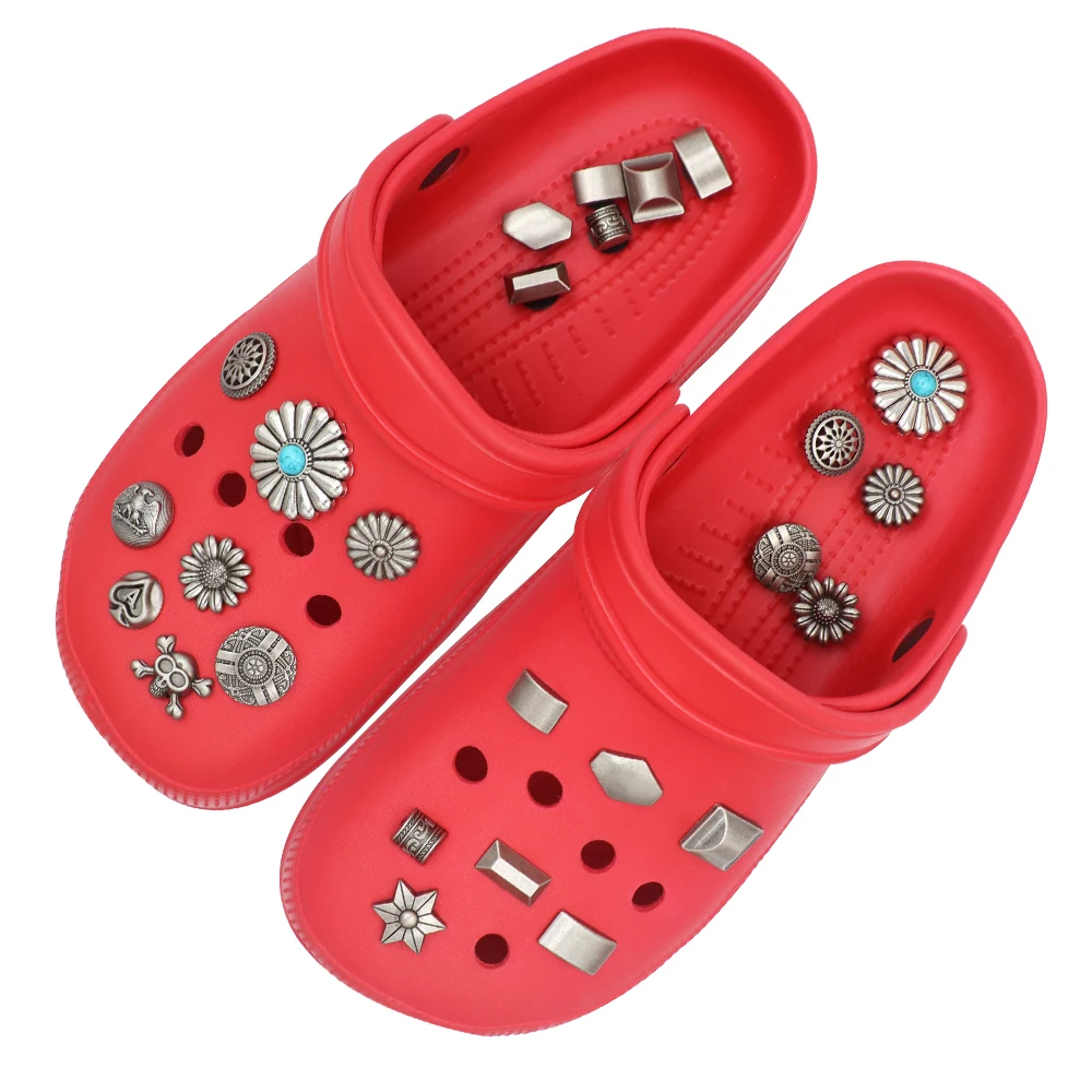 Shoe Accessories Decorations 크록스 참 지비츠 버튼 Kawaii Rotundity Pines Simulated Turquoise Pumpkin Sunflower Metal Snap-in Slipper