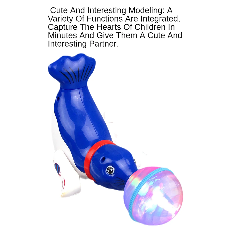 회전 음악 작은 바다 사자 360 도 회전 눈 손 조정 조명 효과, 귀여운 모양, 다이나믹 음악 전기 장난감