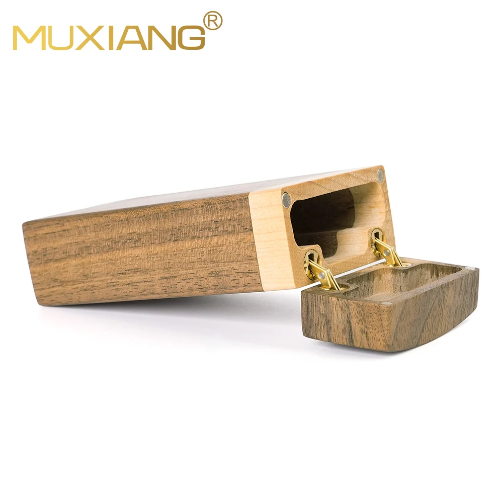 MUXIANG Solid wood cigarette box, clamshell type, large black walnut box, can hold 20pcs fine cigarettes, 11.1*5.5*2.7cm